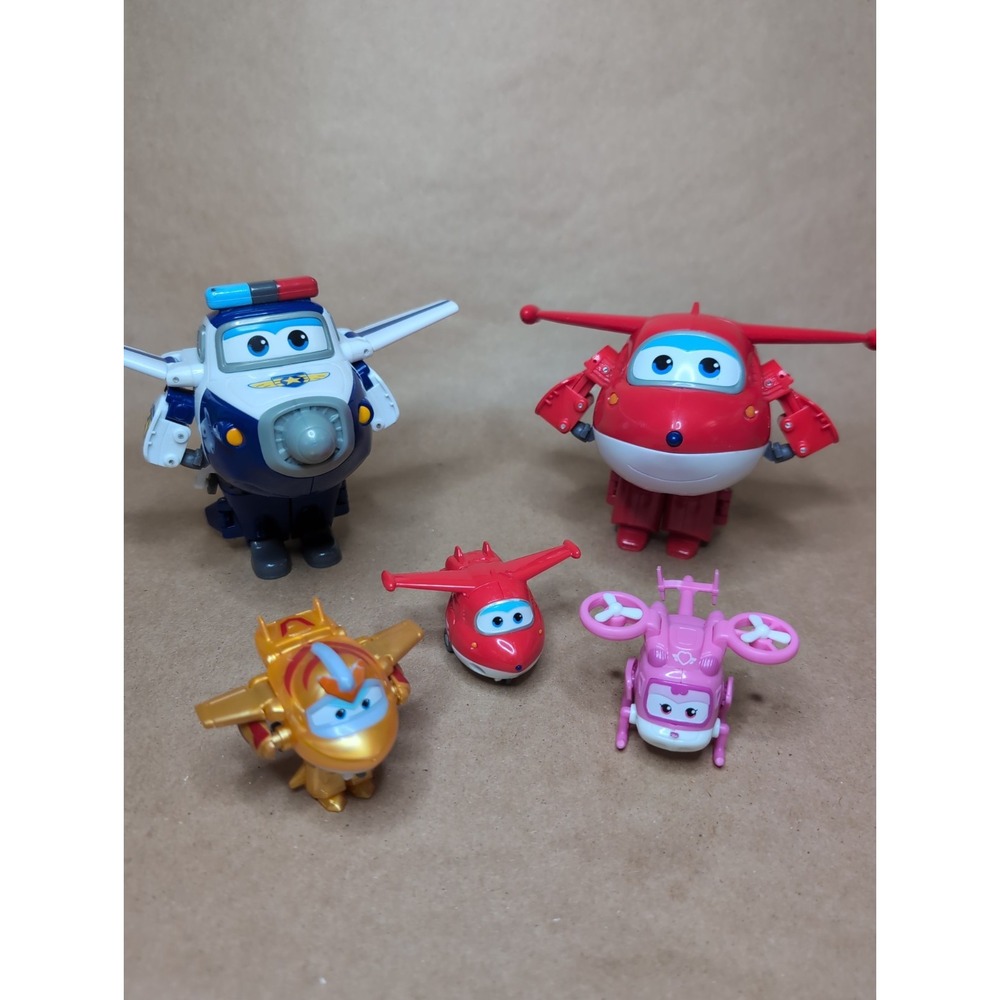 Lot Of 5 Super Wings Toys Transform-a-Bots Toys 5 Inch And Mini Airplane Toy